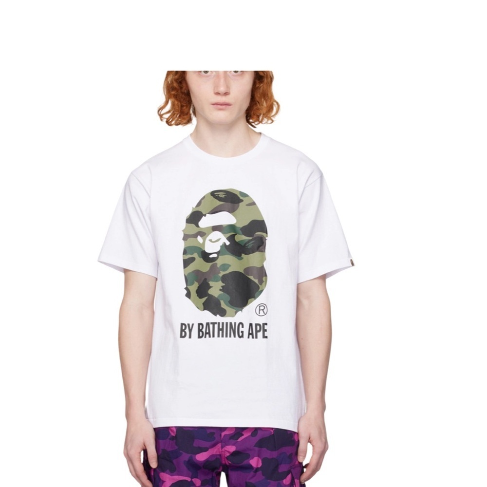 BAPE A Bathing Ape White Short Sleeve Camo Logo Graphic T-Shirt NWT Size XL